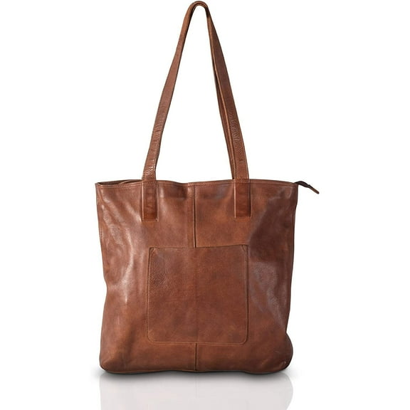 KomalC Genuine Soft Chicago Buff Leather Tote Bag Elegant Shopper Shoulder Bag