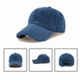 thumbnail image 3 of Wensltd Women Winter Outdoor Warm Lambswool Baseball Cap Solid Color Thick Windproof Hat for Cold Weather, 3 of 3