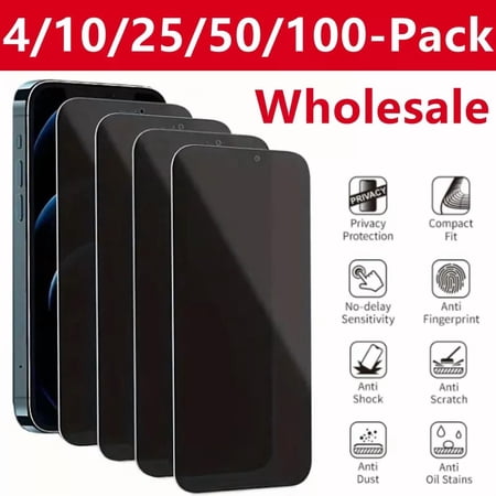 4 Pack for iPhone 16 Pro Privacy Tempered Glass Screen Protector