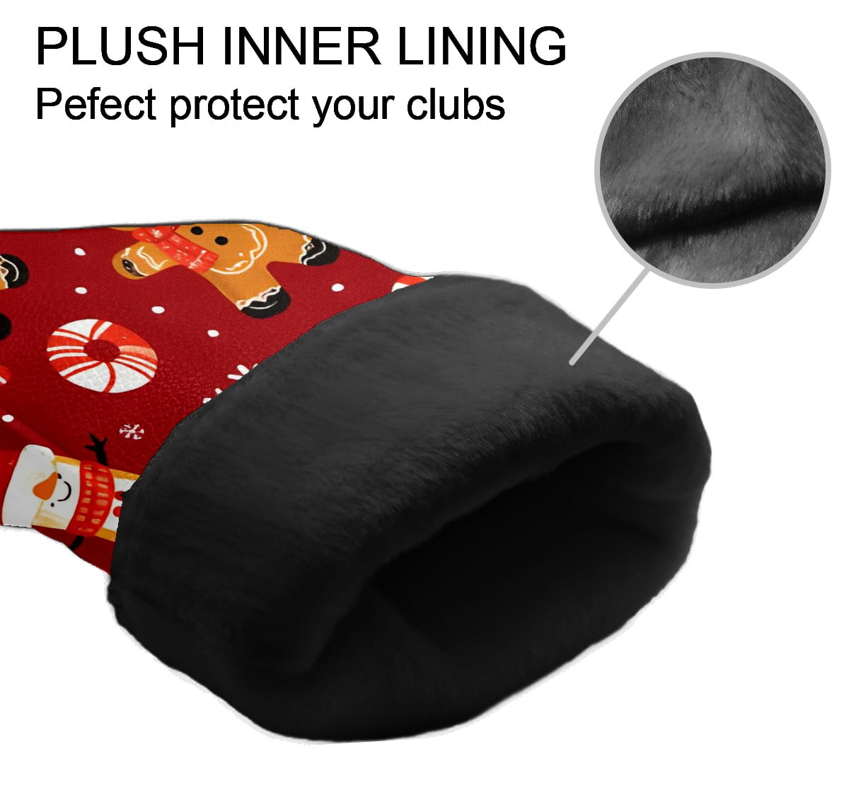 Golf Club Covers, Red Xmas Gingerbread Premium PU Leather Driver Hybrid Putter Head Covers with Velvet Lining, Waterproof Golf Gifts for Men Women