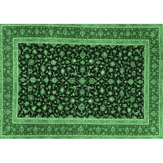 Ahgly Company Indoor Rectangle Persian Emerald Green Traditional Area Rugs, 5' x 8'