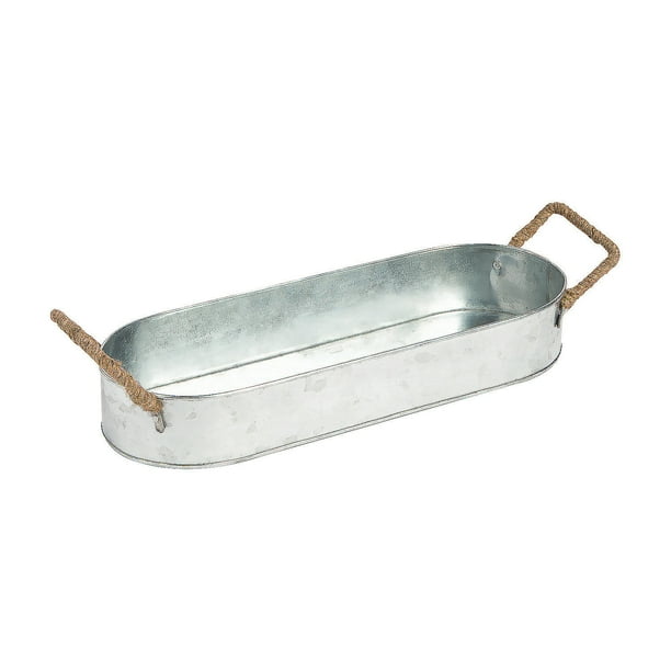 Galvanized Metal Tray W/Handles Home Decor 1 Piece