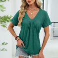 thumbnail image 6 of Spring Tops for Women 2026 Short Sleeve V Neck Womens T Shirts Casual Loose Fit Ruched Top Beach Vacation Clothes, 6 of 7