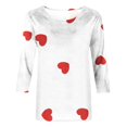 thumbnail image 4 of SDNall Mode Femmes T-shirt Imprimé Mi-Longueur Manches 3/4 Blouse Col Rond Hauts Décontractés, 4 of 9