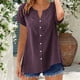 thumbnail image 1 of Craaazy Women's Relaxed Fit V Neck Blouse, Solid Color Short Sleeve Lace Trim Top, Loose Comfy Summer Tee for Work & Weekend Gifts, 1 of 9