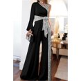 thumbnail image 1 of Conjunto holgado liso de verano para mujer, conjunto informal con cuello torcido y hombros descubiertos, pantalones de pierna ancha, ropa deportiva de manga larga Str ZefeiWu 1327533552813, 1 of 1