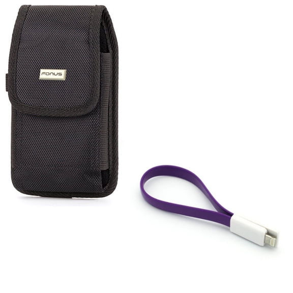 Case Belt Clip w Short USB Cable for iPhone 8/7/6S/6 - Swivel Holster Rugged Cover Pouch, Charger Cord Power Wire Fast Charge for iPhone 8/7/6S/6 Models