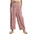 thumbnail image 6 of Stralyhd Womens Pants Baggy Barrel Leopard Elastic High Waisted Wide Leg Palazzo Pants Casual Cheetah Print Summer Leisure Going Out Pants Pink M, 6 of 9
