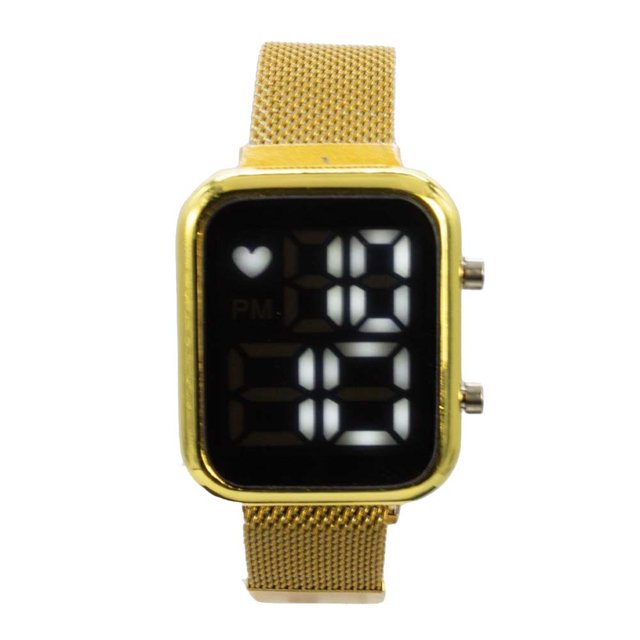 Reloj Digital Zeit Unisex Casual Correa De Mesh Luz Led dorado 40mm Zeit CB00022843