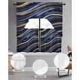 thumbnail image 2 of Marble Swag Curtains for Living Room/Bedroom Windows, Navy Blue Modern Abstract Gold Gradual Art Kitchen Curtains and Valances Set 36 Inch Length, Light Filtering Swags Valance Curtain Panels, 2 of 5