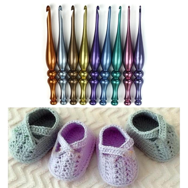 ANXPTIME 9Pcs Ergonomic Aluminum Alloy Crochet Hook 3.5mm-8.0mm for Beginner Knitting