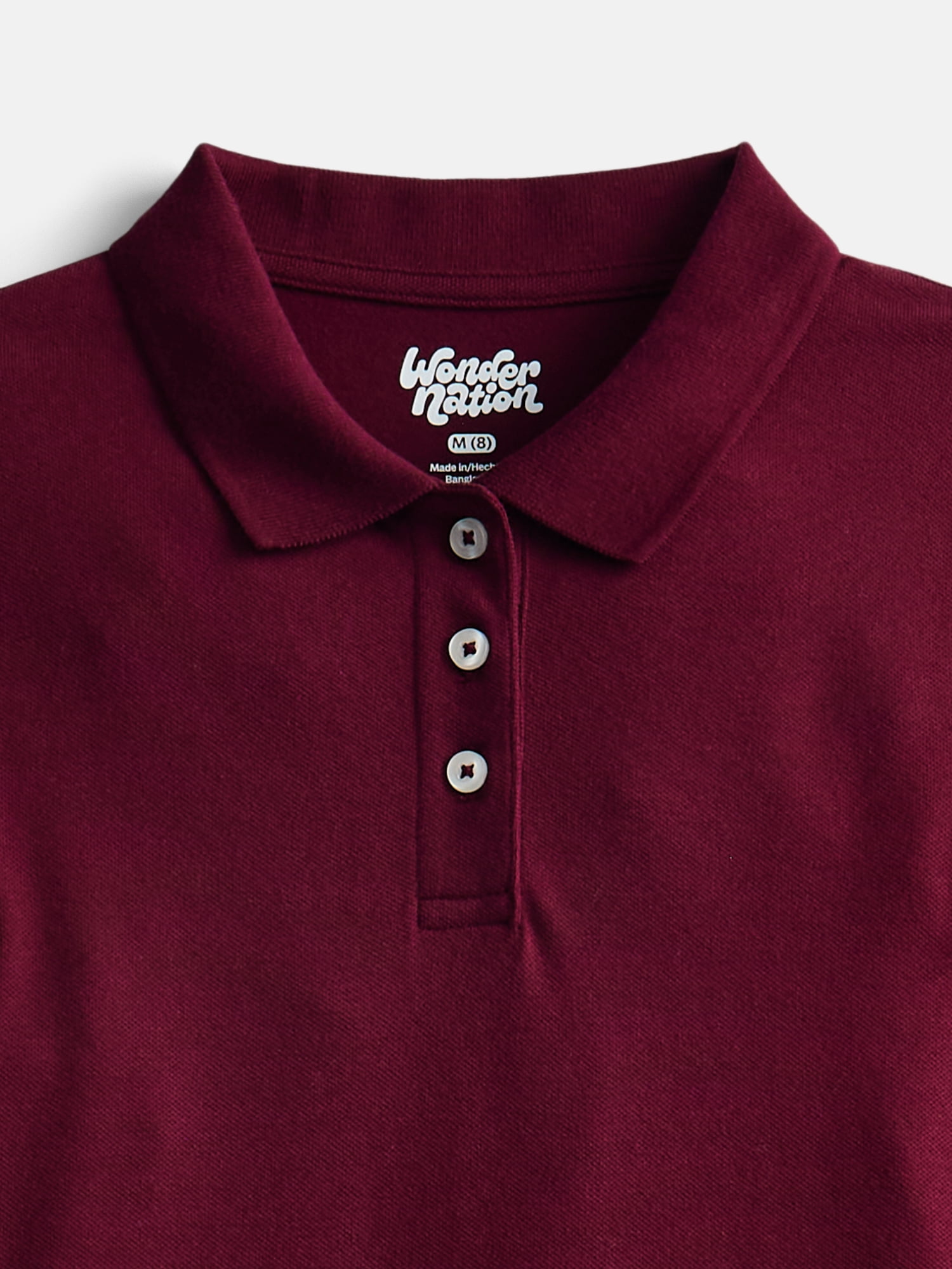 Wonder Nation Girls School Uniform Pique Polo Dress with Short Sleeves, Size 4-18