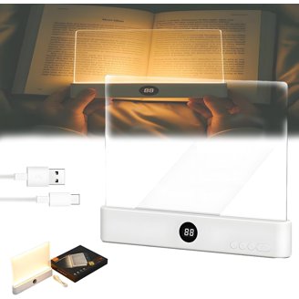 Rechargeable LED Book Light – 3 Color Temperatures, Timer & Brightness Memory – Ultra-Thin Flat Design For Full-Page Reading – Eye Protection For Kids & Adults