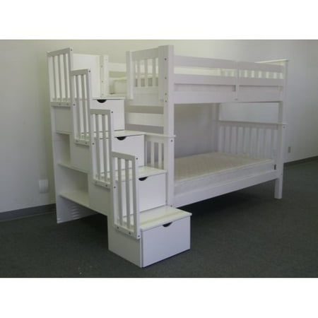 Bedz King Tall Stairway Bunk Beds Twin Over With 4 Drawers In Bedz King This On Opens A Dialog That Displays Additional Images For Product With The Option To Zoom In Or Out