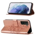 thumbnail image 3 of SaniMore Case for Samsung Galaxy S24 Plus, PU Leather Skin with Luxury Embossed Butterfly [Wrist Strap & Card Slots & Flip Kickstand] ull-body Shockproof Business Wallet Cover, Rosegold, 3 of 10