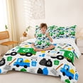 thumbnail image 4 of Manfei Cartoon Garbage Truck 7pcs Queen Bedding,Recycling Bin Bedding Comforter Set Queen,Green,Reversible, 4 of 7