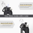 thumbnail image 2 of Botellas de agua de vidrio de 32 onzas con 2 tapas - Tapa con Asa y Pitillo y Tapa con Pajita, botella de agua de borosilicato motivacional de 1 litro con marcador de tiempo y funda de, 2 of 4