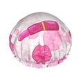 thumbnail image 1 of YFYANG Femmes Double Douche Imperméable Cap, Rouge à Lèvres Rose Graffiti Cheveux Réutilisables Cap pour Tous les Styles de Cheveux et les Tailles de Tête, 1 of 6