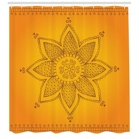 Brown Mandala Shower Curtain Ancient Diwali Festival Theme Doodle