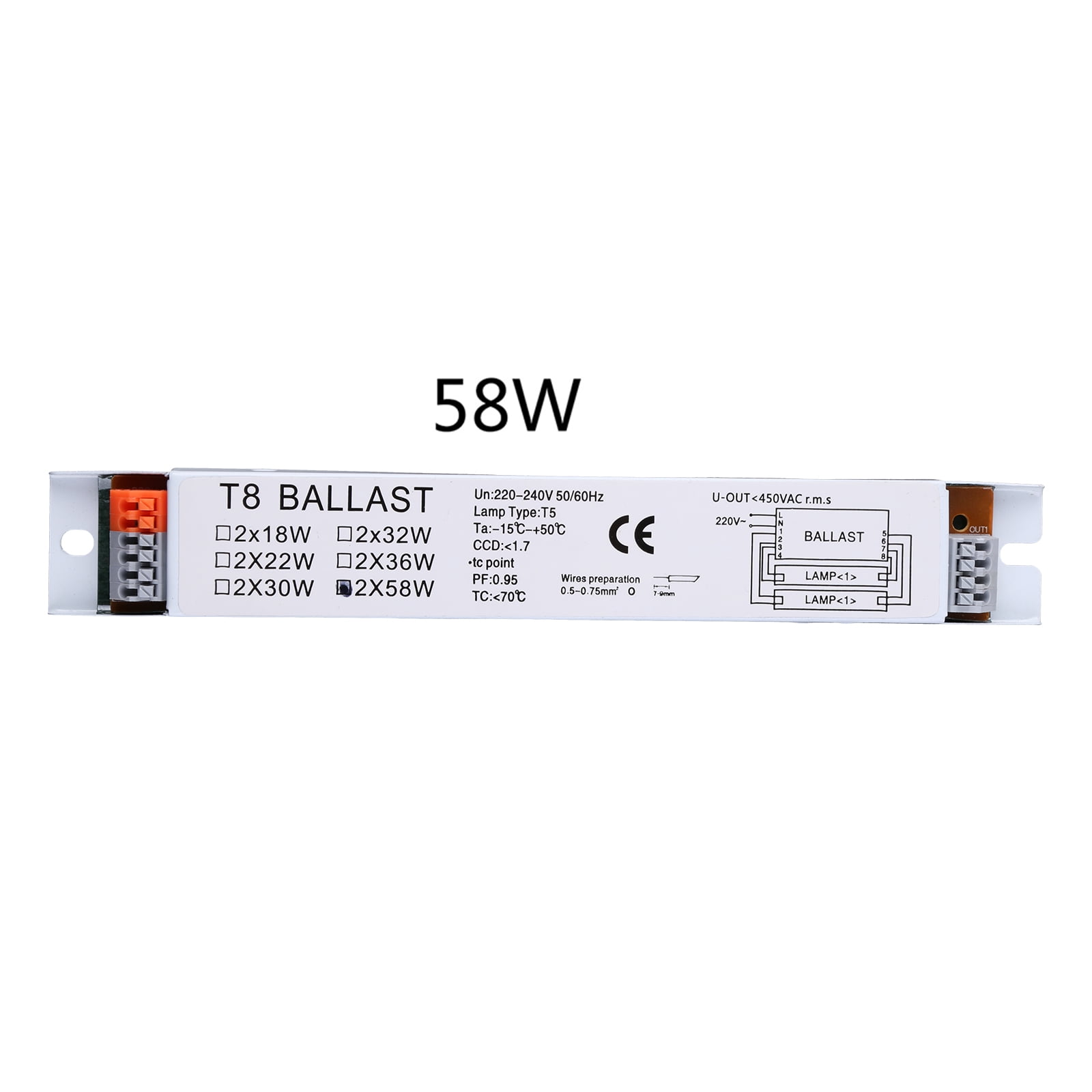 Electronic Ballast T8 2x36W Wide Voltage Fluorescent Light Instant Start Energy Saving Lamp Ballast 