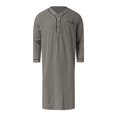 thumbnail image 4 of XDZJLR Men Shirts Muslim Arabia Long Sleeve Pocket Loose Robe Solid Pocket Tops, 4 of 5