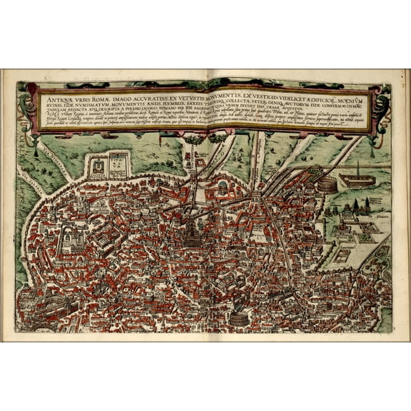 24"x36" Gallery Poster, map of northern rome 1612