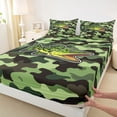 thumbnail image 4 of Feelyou Cartoon Spotted Bass Fish Full Size Sheets for Men, Green Farmhouse Camouflage Bed Sheets, 4-Piece, 4 of 5