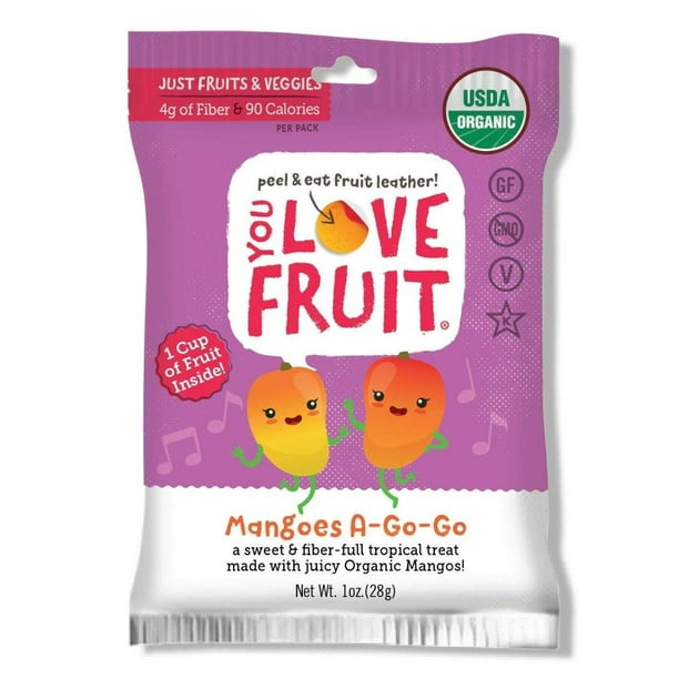 You Love Fruit Premium Fruit Leather Snacks, Mangoes AGoGo, 1oz (Pack of 12)