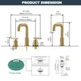 thumbnail image 7 of Wowow 8 in. Widespread Double Handle Bathroom Faucet with Pop Up Drain and cUPC Certified Supply Lines in Brushed Gold Questions & Answers, 7 of 7