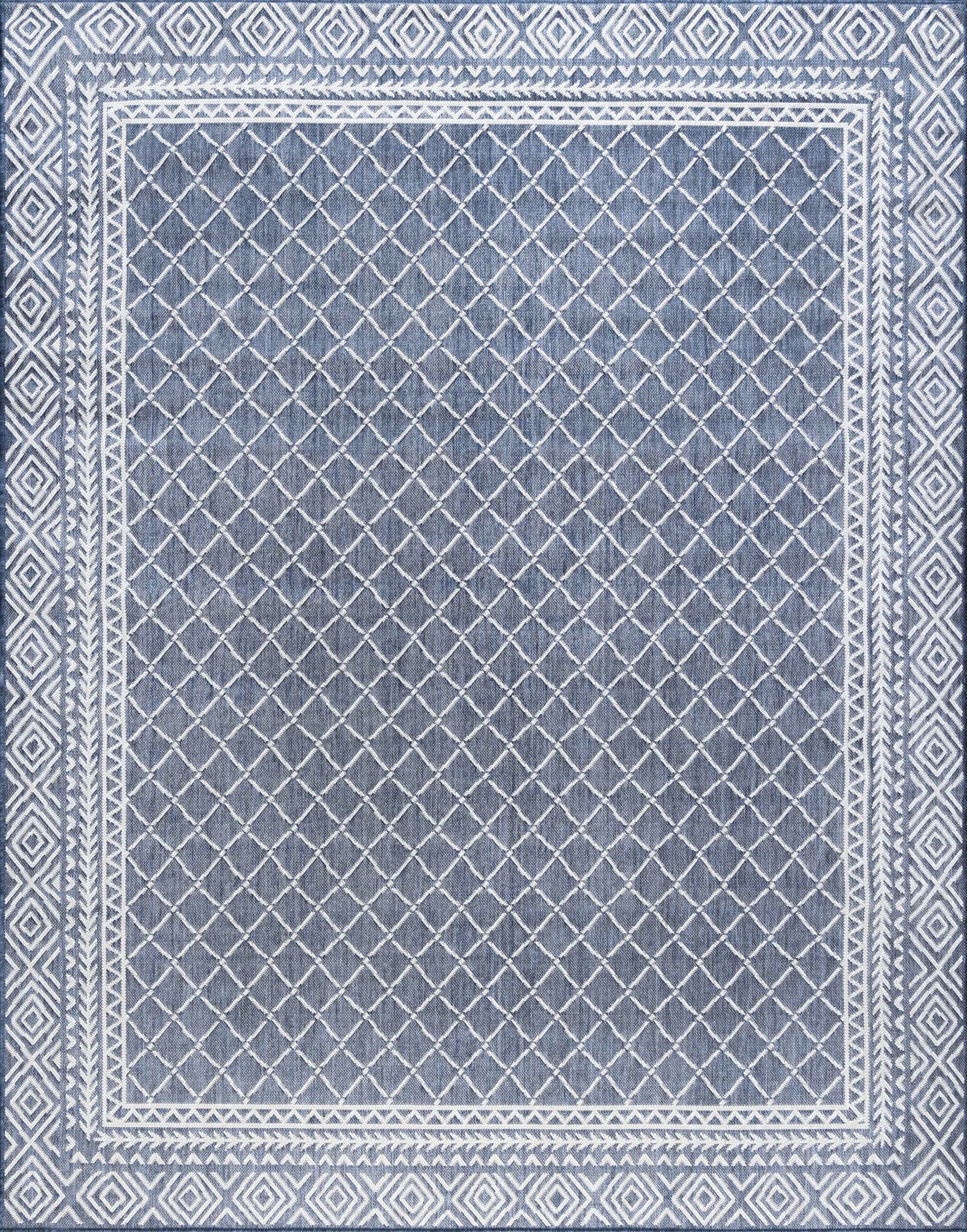 9x12 Water Resistant, Large Indoor Outdoor Rugs for Patios, Front Door Entry, Entryway, Deck, Porch, Balcony | Outside Area Rug for Patio | Blue, Diamond | Size: 8'10'' x 12'2''