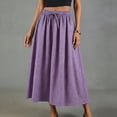 thumbnail image 7 of CCRFTGI Gingham Maxi Skirts for Women Fashion Casual A Line High Waist Long Plaid Skirt With Bow Summer Beach Vacation Outfits Flowy Skirts for Women Purple XXL, 7 of 7