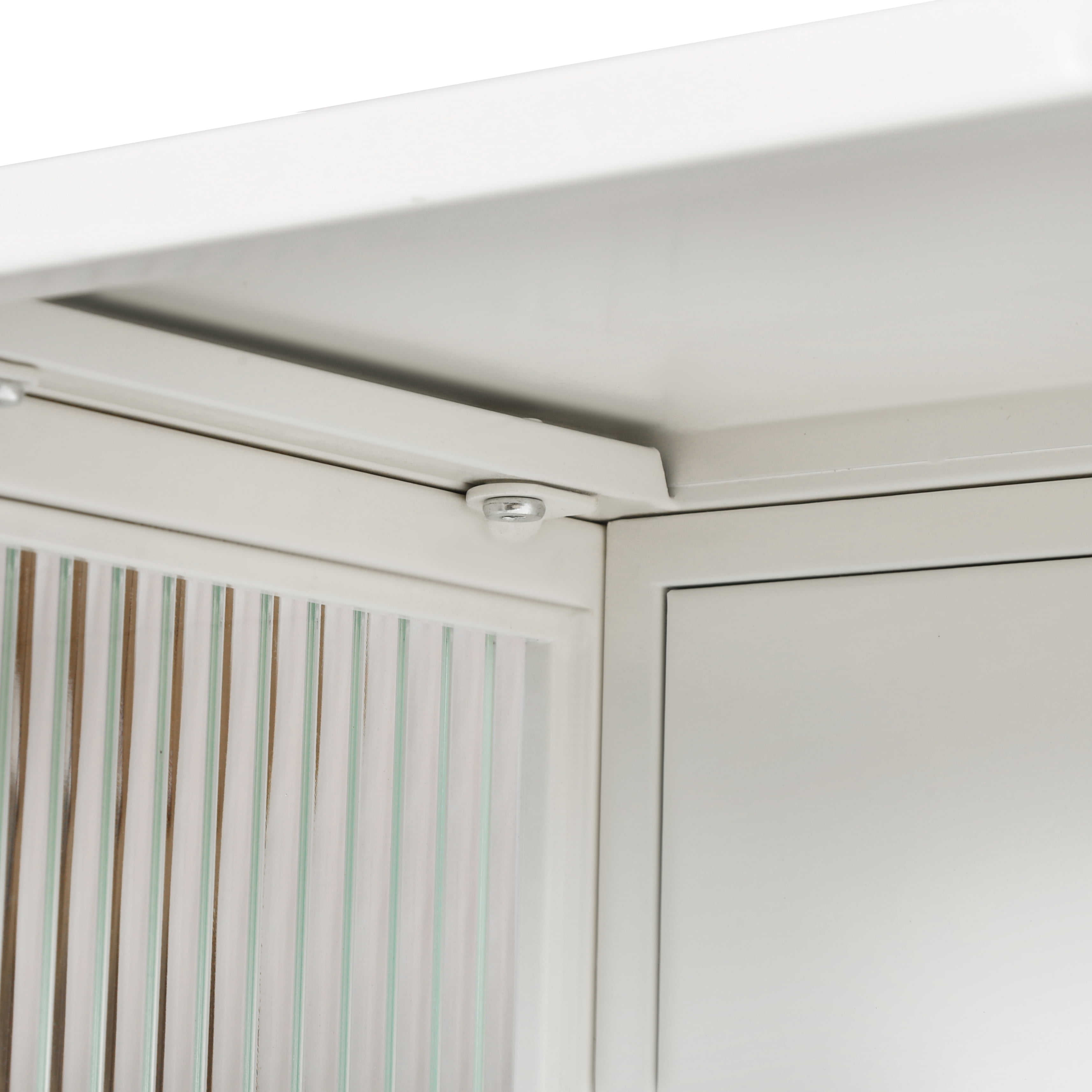 Bathroom Medicine Cabinet,Modern Glass Doors Two-door Wall Cabinet with Three-tier Storage for Bathroom,Kitchen,White