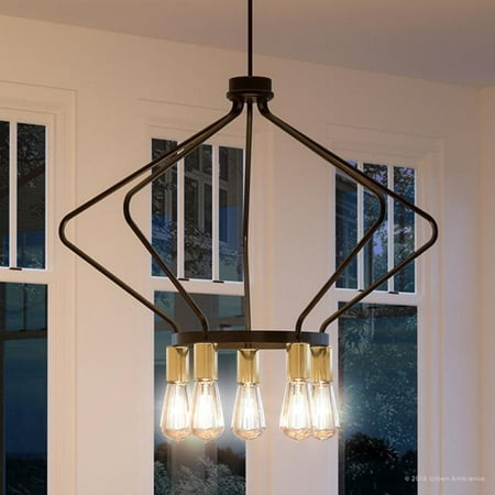 

Urban Ambiance Luxury Urban Industrial Chandelier Size: 19-3/4 H x 30 W with Mid-Century Modern Style Elements Olde Bronze Finish UHP2492
