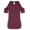 thumbnail image 5 of Honeeladyy Summer simple and plain ladies' tops Women's Casual Off The Shoulder Lace Regular Fit Short Sleeve Tops Shirt Tops, 5 of 8