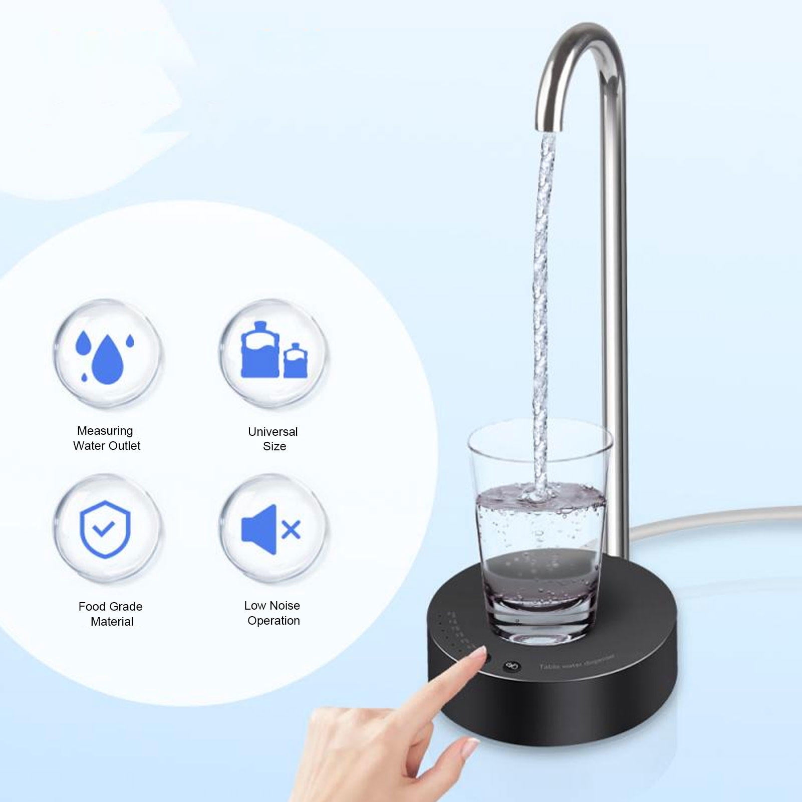 BOKYAN Smart Dual-Purpose Automatic Water Dispenser Pump – Electric Mineral Water Bottle & Desk Pump, Black