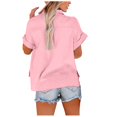 thumbnail image 4 of JUNWELL Womens Cotton Linen Button Down Shirt Plus Size Casual Short Sleeve Loose Fit Collared Work Blouse Tops with Pocket, 4 of 8