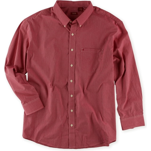 IZOD Camisa de vestir con botones a rayas deportivas de lujo para hombre, rojo, XXX-Large