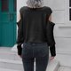 thumbnail image 3 of Gibobby Suéter de invierno para mujer, Suéter de cuello redondo algodón para mujer(Negro,CH), 3 of 5