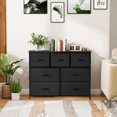 thumbnail image 7 of Dresser with 7 Drawers, Storage Organizer Units Drawers, TV Stand Fabric Storage Tower, Fabric Bins, Wood Top and Steel Frame, Black, 7 of 7
