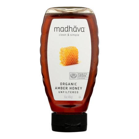 (6 pack) (6 Pack) Madhava Organic Light Amber Honey, 16 Oz