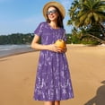 thumbnail image 4 of Disketp Lavender Flowers para Vestido de Manga Corta para Mujeres, Vestidos de Verano para Mujeres, Casual y Holgado para la Playa, 4 of 6