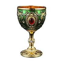 WeiLaiKeQi Wine Cup Tableware Bar Mini Chalice Collection Vintage Embossed Water Goblet Gold Green