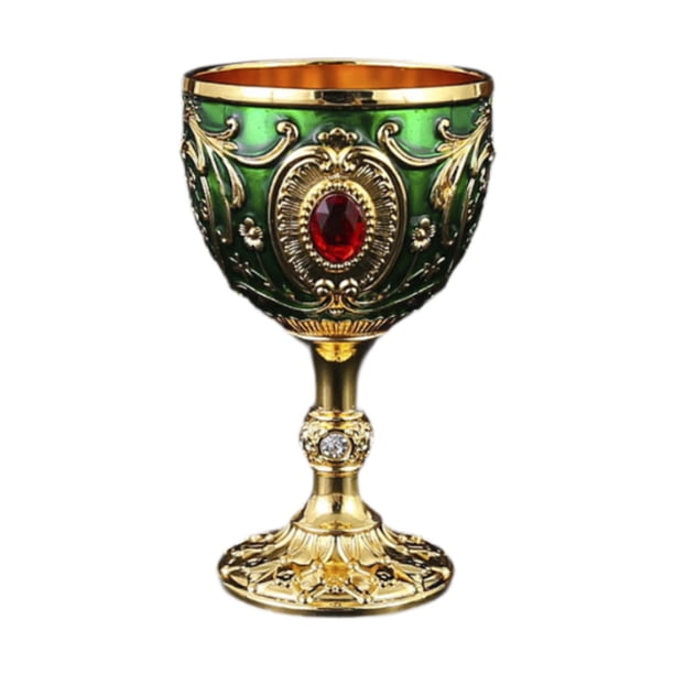 agua retro en relieve, pequeña para beber, decoración con diamantes imitación, mini cáliz decorativo, vino para cocina, hogar y Verde dorado