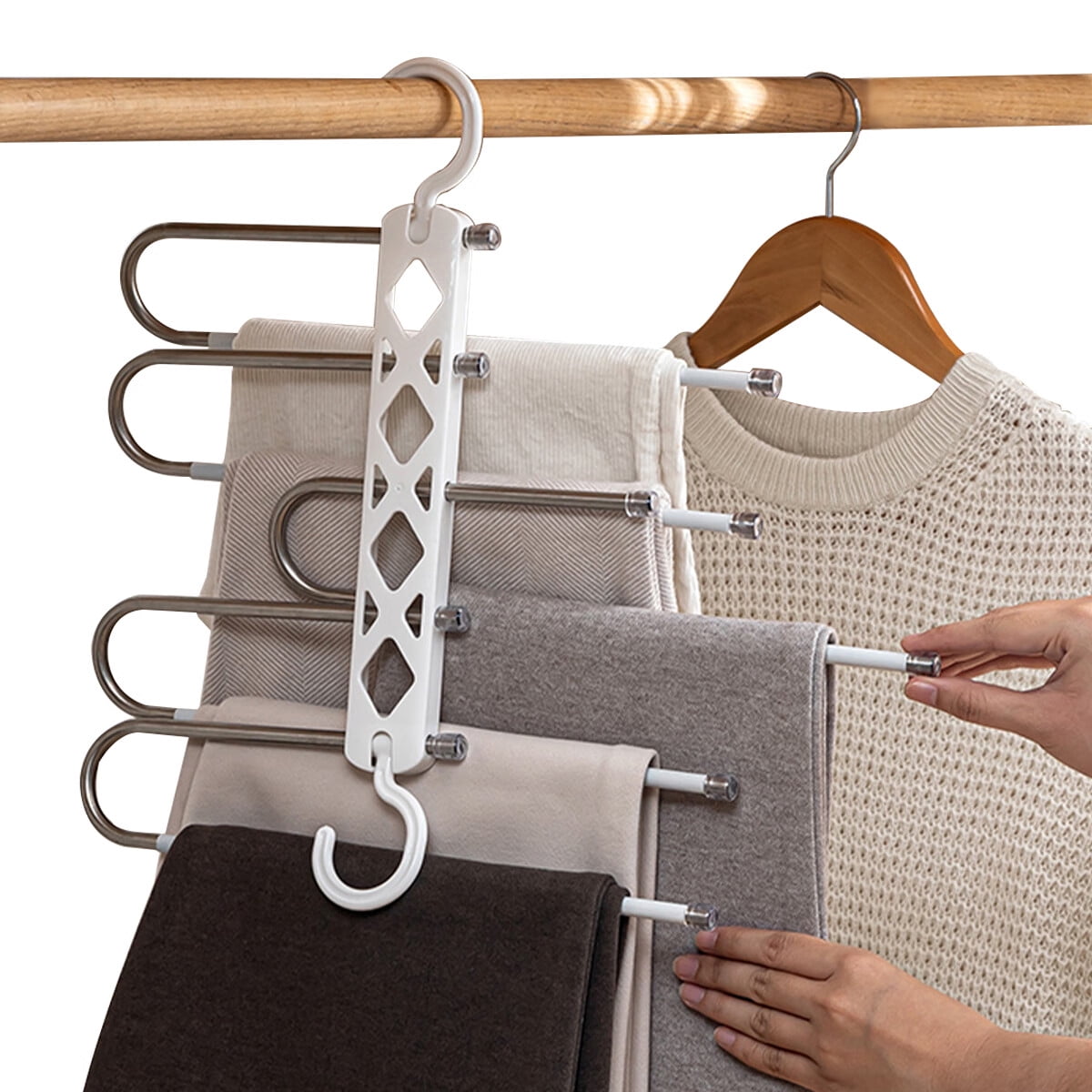 ROBOT GXG Pant Hanger for Multiple Pants S Shape Trouser Hanger Pants Hanger Multi Layer S Style Jeans Trouser Hanger Stainless Steel Clothes Hanger Space Saving for Pants Jeans Scarf Hanging Walmart....