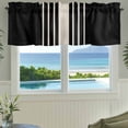 thumbnail image 3 of Black Beige Striped Farmhouse Short Window Curtain Valances, Modern Farmhouse Retro Lines Rod Pocket Kitchen Valances for Living Room Bedroom Bathroom Cafe 42" x 12", 3 of 8