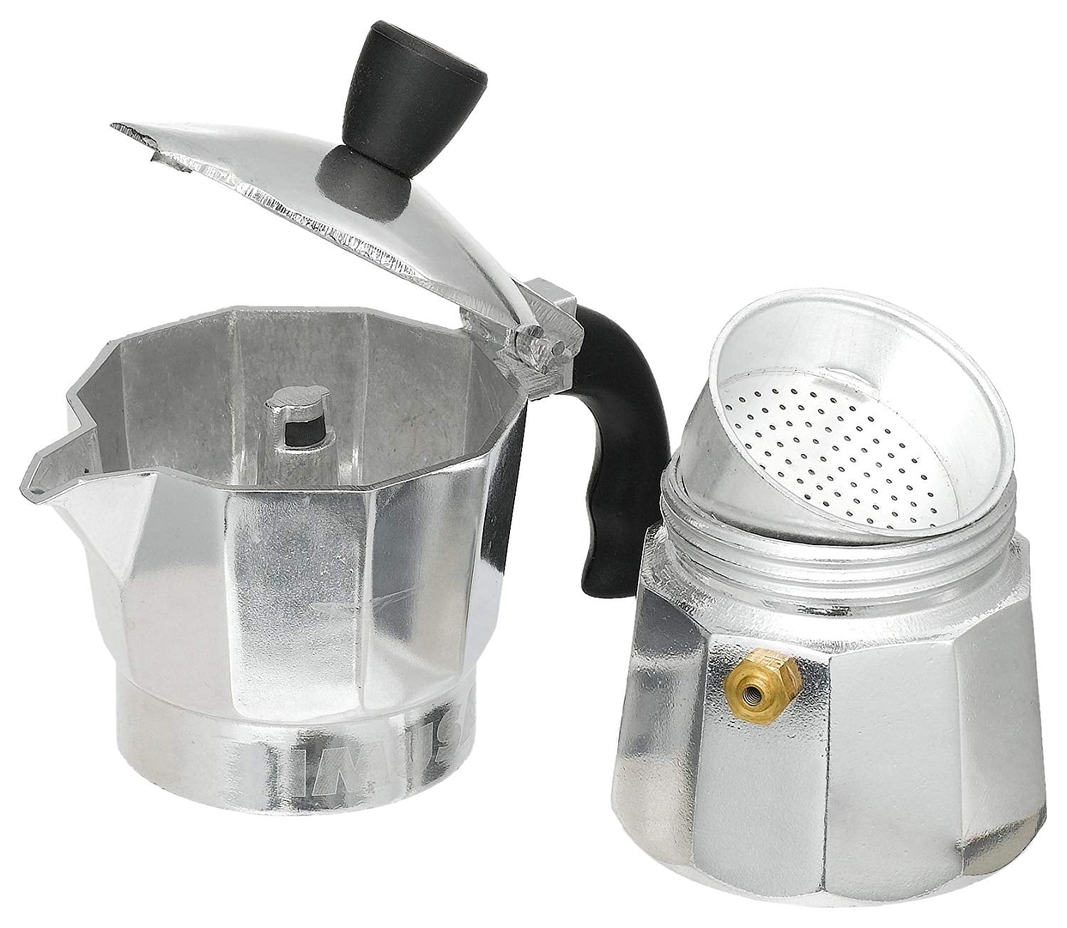Imusa Cuban Espresso Coffee Maker 6-cup Bundle with a Set of White Espresso Cups 3.5 Ounces and Metal Rack Famous Clubs