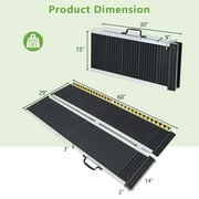 Costway Portable Aluminum Wheelchair Ramp 5 FT with Transition Plate & Non-slip Surface