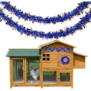 Vehomy 2Pcs 4th July Chicken Coop Décor Chicken Toys for Hen Independence Day Chicken House Decoration Tinsel Garlands