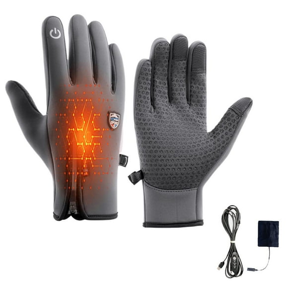 USB Heated Ski Gloves, Waterproof & Warm Outdoor Gloves with Touchscreen Fingers for Winter Sports