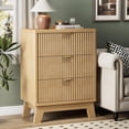 thumbnail image 3 of FANRAL Fluted 3 Drawer Nightstand,Modern Bedside Table with Anti-Tip Safety Design,Wood End Table for Bedroom Living Room,Natural Oak Night Stand, 3 of 7